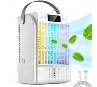 Climatiseur Portable 4 en 1,2 modes brumisation,éclairage LED RGB 7 LED,réservoir d'eau 1,5L, minuterie 2-6 h,pour bureau, chambr