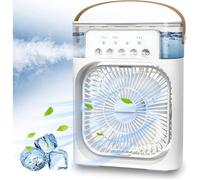 Climatiseur portable 4 en 1 avec brumisateur, 3 vitesses, idéal maison/bureau - Blanc