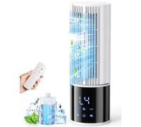 Climatiseur portable 6 en 1, ventilateur 3 vitesses, mode tempête, vent du sommeil, fonction brume et minuterie, oscillation à 45°/90°, parfait pour la famille, le bureau (ivoire)