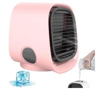 Climatiseur portable Airabreeze alimenté par USB, 3 vitesses avec lumière LED nocturne, ventilateur de bureau léger pour la maison, le bureau, la chambre et les voyages pink