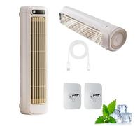 Climatiseur Portable Avec Ventilateur, Rafraîchisseur D’air Mural Sans Perçage Avec 3 Vitesses, Rechargeable Par Usb, Refroidissement Rapide Et Silencieux, Ventilateur Tour De Bureau Ou Mural S white