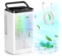 Climatiseur portable, climatiseur mobile 4 en 1 de 1 200 ml avec 2 niveaux de pulvérisation et 4 vitesses, minuterie 1-8 heures, oscillation à 90°, port USB-C, pour la maison et le bureau