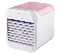Climatiseur portable, mini ventilateur, refroidisseur, 3 vitesses de ventilation, humidificateur de bureau alimenté par USB, veilleuse, rose