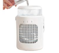 Climatiseur portable pour pièces, petit ventilateur rafraîchissant de bureau avec poignée - Refroidisseur silencieux avec 3 vitesses et lumière pour chambre, salon, camping et voiture