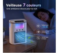 Climatiseur ventilateur Mobile fan CM600 Rafraichisseur Air 600ML 3 Vitesses Oscillation 60 Prise EU- longue autonomie Blanc