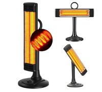 Climative Radiateur Infrarouge FIX 1000W - Chaleur Instantanée Carbone, 2 Niveaux, Oscillation 50°, Tête Orientable 90°, IP24, Chauffage Électrique sur Pied pour Terrasse, Extérieur & Intérieur