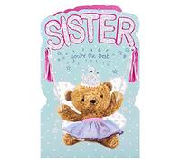 Clintons: Carte d'anniversaire pour sœur avec ours en peluche 11 x 15 cm