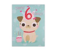 Clintons: Chapeau de fête carlin avec autocollants, 6e anniversaire, fille | pour elle 11 x 15 cm