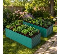 Clinvia 190 x 90 x 64 cm : jardinière surélevée en métal, grande jardinière à fond ouvert pour un drainage optimal, kit de jardinière robuste, résistante aux intempéries et à la rouille, pour légumes,