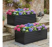 Clinvia 190 x 90 x 64 cm : jardinière surélevée, grande jardinière en métal avec fond ouvert pour le drainage, ensemble de jardinières robuste en acier galvanisé, résistant aux intempéries et à la rou