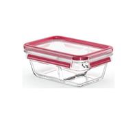 Emsa Clip et Close Boîte alimentaire rectangulaire en verre 0,8 L, Séparateur intégré, Four jusqu'à 420 degré C, Froid jusqu'à -40 degré C, Compatible lave-vaisselle, Empilable, Hermétique, Hygiénique