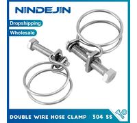 Clip de serrage de tuyau à Double fil réglable de 12 à 160mm, avec boulon hexagonal, collier de serrage de Tube en fil d'acier inoxydable pour pompe de piscine, raccord de poisson