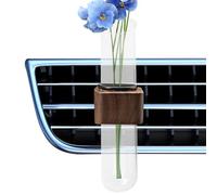 Clip de Vase à Fleurs pour Grille d'aération de Voiture - Mini Cylindre en Verre, pièce en Bois Naturel, décoration de véhicule élégante, Affichage intérieur Mignon, détail de Tableau de Bord |