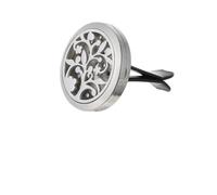 Clip Diffuseur D'aromathérapie pour Voiture en Acier Inoxydable | Design Ajouré Couvercle et Inférieur, Bouton Solide, Pads de Recharge et Paquet Opp Inclus Couleur Aléatoire