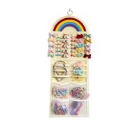 Clip Organizer - Cloth, 13,78 x 36,22in Storage Organizer Rainbow Wall-Mounted | Hair Claw Clips And Accessories Hanger With Mesh Pocket, Hair Bow Organizers For Daughters, Kids, Girls, Closets