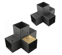 CLIP & SHADE Lot de 2 connecteurs de poteau bois 70x70 mm en X 4 voies | Support de poteau 7x7 cm galvanisé et thermolaqué | pour pergola, carport, terrasse