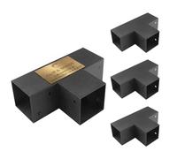 CLIP & SHADE Lot de 4 connecteurs de poteau bois 70x70 mm en T 3 voies | Support de poteau 7x7 cm galvanisé et thermolaqué | pour pergola, carport, terrasse