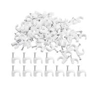 Clips de câble avec clous en acier 4 mm-25 mm for le bureau à domicile | Kit de clips de gestion de fils ronds et carrés, supports de câbles Hammer Fix, cordon(Round 5mm 100pcs)