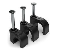 Clips de Câble Noirs Ronds de 8mm, Paquet de 100 - Pour Une Gestion Efficace des Câbles - Punaises de Câble pour Câbles électriques/Ethernet Muraux, Pinces à Ongles