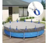 Clips de couverture de piscine durables en acier inoxydable, 6 pièces, avec poignées en plastique bleu, Clips à ressort coupe-vent robustes pour sécuriser au-dessus 12PCS Blue