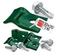 Clips de fixation grillage rigide 30x20 mm en U avec vis autoforeuses robustes, attache panneau murale pratique, support clôture métallique sécurisé, pour câble, lot de 10 pièces vert