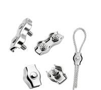 Clips for câbles métalliques en acier inoxydable, 2 à 10 pièces, simple/Double pince, verrouillage de mandrin câble, fixation matérielle M2-M8(Single clip-M6-5PCS)