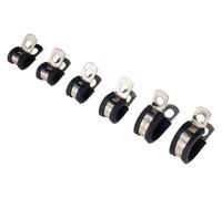 Clips P en acier inoxydable de type R doublés caoutchouc | Noir 6-60mm 20 pièces R Type doublé de caoutchouc P Clips câblage collier de serrage(10MM)
