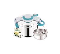 SEB ClipsoMinut'Easy + bleu 7,5L poignées rabattablesCocotte-minute®InductionLivre de 100 recettes Autocuiseur Inox Fabriqué en France Facile à utiliser P4904816
