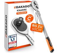 Cliquet télescopique Gakago 1/2 pouce jusqu'à 60cm - Cliquet réversible extra long avec poignée ergonomique - Une force supérieure avec plus de 615 Nm et un engrenage précis à 72 dents fines