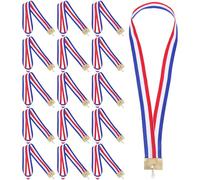 CLISPEED 20 Pièces Porte-badge Cordon Plat en Polyester et Cuir Synthétique, Clip Métallique Résistant pour Médailles, pour Récompenses Scolaires et Événements D'entreprise