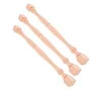 CLISPEED 3 Pièces Balustre en Bois Petit Pilier Décoratif Kaki, Accessoires Complets, pour Intérieur et Extérieur, Sécurité, Style Unique