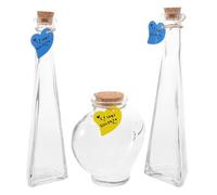 CLISPEED 3pièces Set de Bouteilles Verre pour Cérémonie de Sable Mariage Contenants Forme de Cœur et Triangulaires Flacons Vides Durables pour Souhaits et Décorations