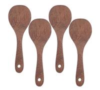 CLISPEED 4pcs Cuillère Cuisine en Bois Spatule en Bois Cuisine Tête Ronde Plate Manipulation Sûre Chaleur Anti-rayures pour Restaurant et Maison