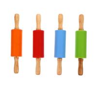 CLISPEED 4pièces Mini à Pâtisserie Silicone avec Manches Bois Colorés Lisses sans Bavure pour Pâte à Tarte Gâteau et Cuisine à Domicile