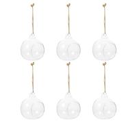 CLISPEED 6 Pièces Jardinière en Verre Suspendue Bouteille Suspendue Boule Transparente, Conteneur pour Plantes Hydroponiques, pour Micro-Paysage DIY, Décoration Intérieure, Corde