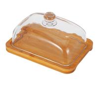 CLISPEED Beurrier Rectangulaire Conservation Fraîcheur en Bois D'acacia avec Couvercle en Verre , Plateau Hermétique pour Beurre Cuisine et Table à Manger