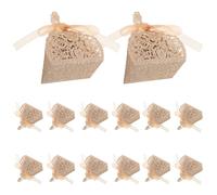 CLISPEED Boîtes à Dragées Ruban Pailleté Doré 25 Pièces Ajourées Emballage Présent pour Bonbons de Mariage Convient aux Enterrements de Vie de Jeune Fille et Réceptions