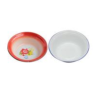 CLISPEED Bol en Émail Rouge Vintage 2 Pièces pour Soupe et Salade, Facile à Nettoyer Finition Soignée, Cuisine Rétro et Usage Quotidien Plusieurs styles