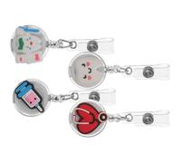 CLISPEED Boucles de badge rétractables en métal et ABS, lot de 4 porte badges avec enrouleur fantaisie, pour employés et étudiants en environnement outdoor