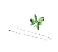 CLISPEED Chaînette de Tirage en Cristal Vert Pendentif Fleur et Feuille, Accessoire Élégant et Vintage pour Ventilateur de Plafond, Fonctionnement Facile et Lumière Scintillante