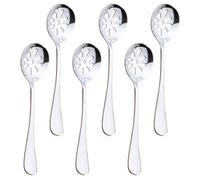 CLISPEED Cuillères à Trous Compactes et Faciles à Nettoyer Argenté en Acier Inoxydable Lot de 6 pour Servir Gâteaux et Aliments à Table