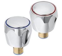 CLISPEED Ensemble de Poignée de Robinet en Laiton Argenté et Plastique, Volant Universel Compatible Eau Chaude et Froide pour Robinet de Cuisine, Usage Domestique