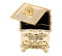 CLISPEED Étui de Rangement en Relief Doré pour Cotons-Tiges et Éponges, Boîte Compacte Couvercle Protecteur pour Usage Maquillage et Salle de Bain