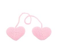 CLISPEED Pendentif Voiture Tricoté Ornement Suspendu au Crochet en Coton-lin Rose, Cœur, pour Rétroviseur et Intérieur de Voiture, Style Bohème, Léger, Facile à Accrocher