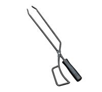 CLISPEED Pince à Charbon Longue en Fer Poignée en Bois Isolante, Pince à Bûches Domestique Robuste pour Barbecue Extérieur, Accessoire de Grillade Polyvalent Noir