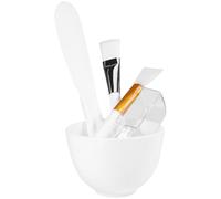 CLISPEED Set de 5 Pièces Bol Mélangeur en Silicone Blanc pour Masque Facial Cuillère Mesureuse, Pinceau et Tige Agitatrice, Facile à Nettoyer, pour Usage Personnel ou Salon Professionnel
