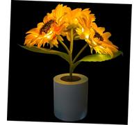 CLISPEED Veilleuse LED de Tournesol Unique Lumière Chaude, Plastique et Tissu en Soie, Lampe de Chevet Décorative pour Chambre à Coucher ou Salon
