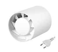 CLIUNT 100mm Extracteur D'air Silencieux, 130m³/h Ventilateur Extracteur, fil de 3 m Ventilateur d'extraction en ligne, 34dB Ventilateurs Tubulaire, Pour Le Bain, WC, Tente, Garage, Cuisine, Toilette