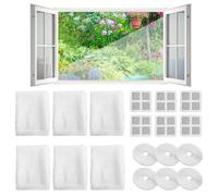 CLIUNT Moustiquaires pour Fenêtres, 6PCS130x150cm Filet de Fenêtre Anti-insectes, avec 6 Bandes Velcro Autocollantes, Protégez la Famille des Insectes, Blanc