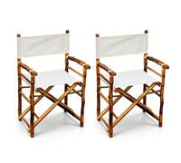 CLLXDZ 2 Pack Fauteuil Réalisateur Pliant Bambou avec Accoudoirs, Chaise Extérieure Portable